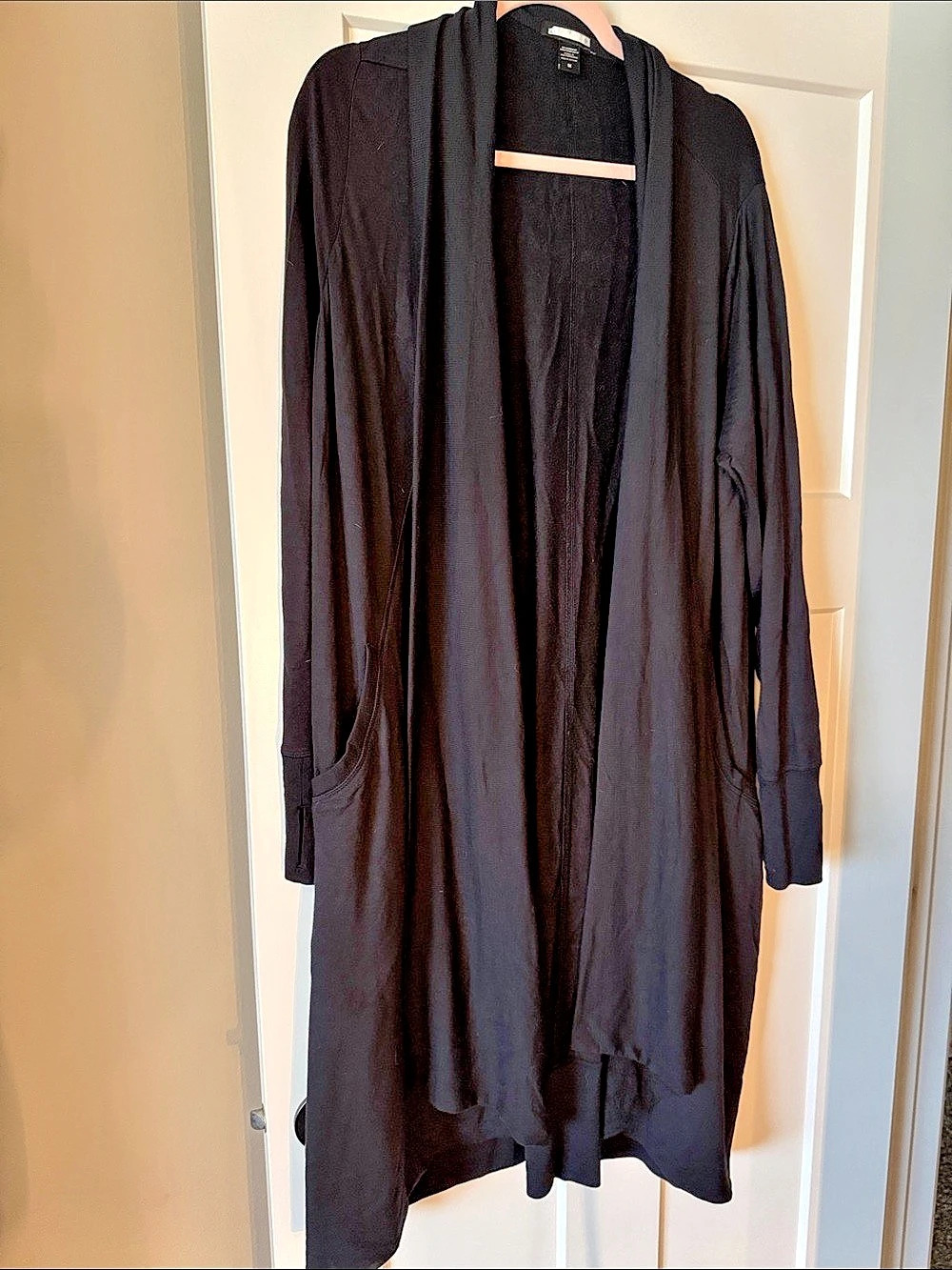 Athleta Open Front Long Cardigan in Black Size 1X Like New